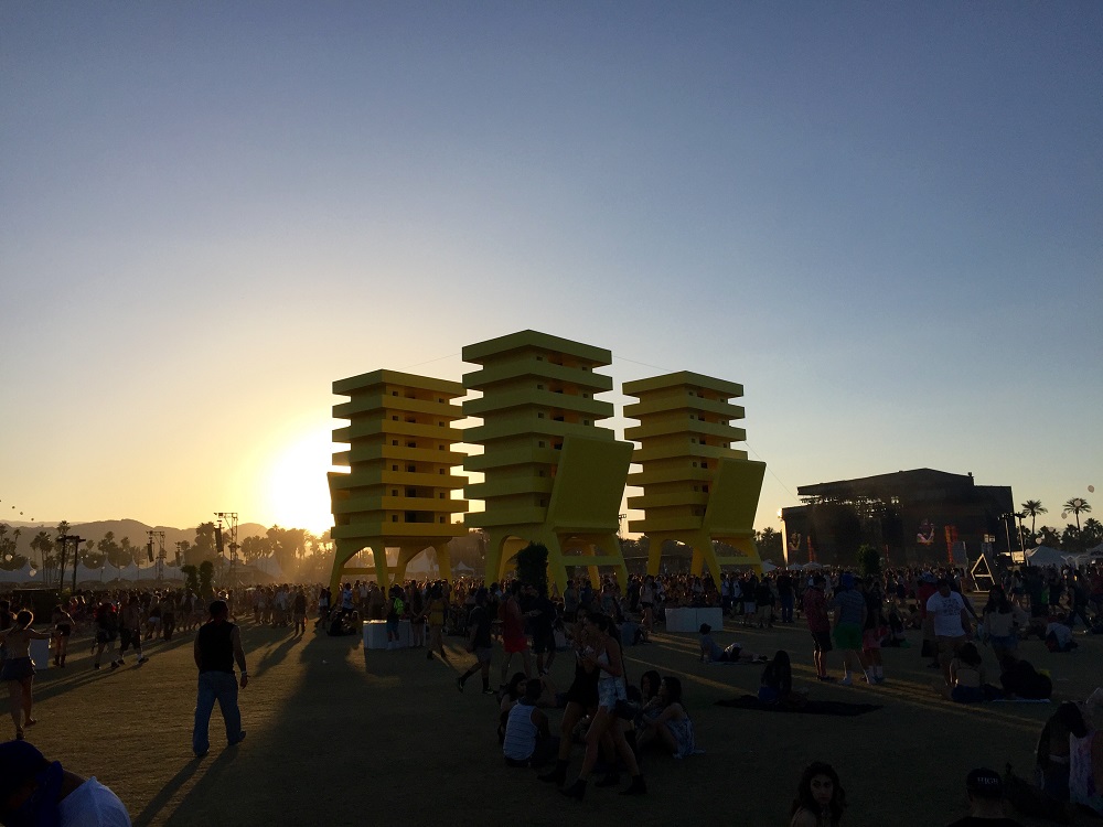 Coachella artwork at sunset