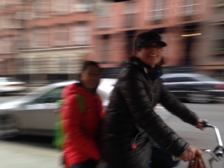 riding a Companion Bike Seat in New York City