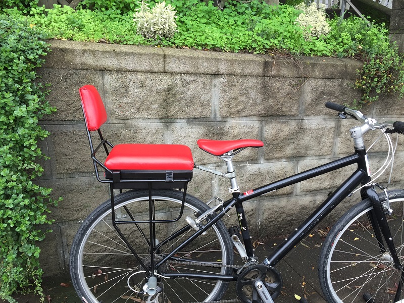 red leather companion bike seat and backrest