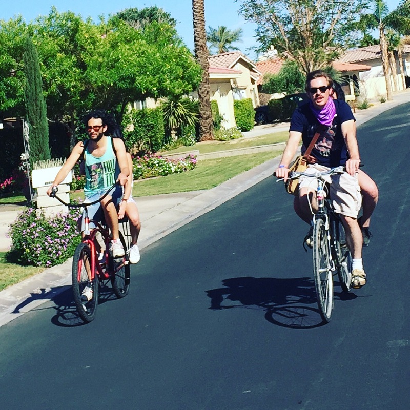 riding on Companion Bike Seats in Coachella