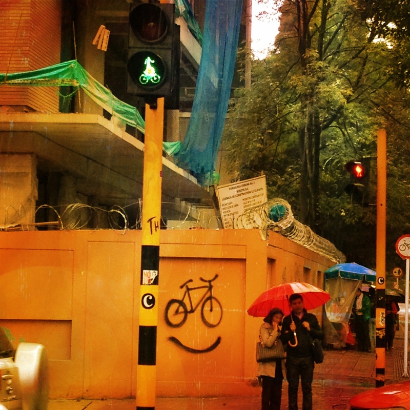smiling cicloruta bike path in Bogota