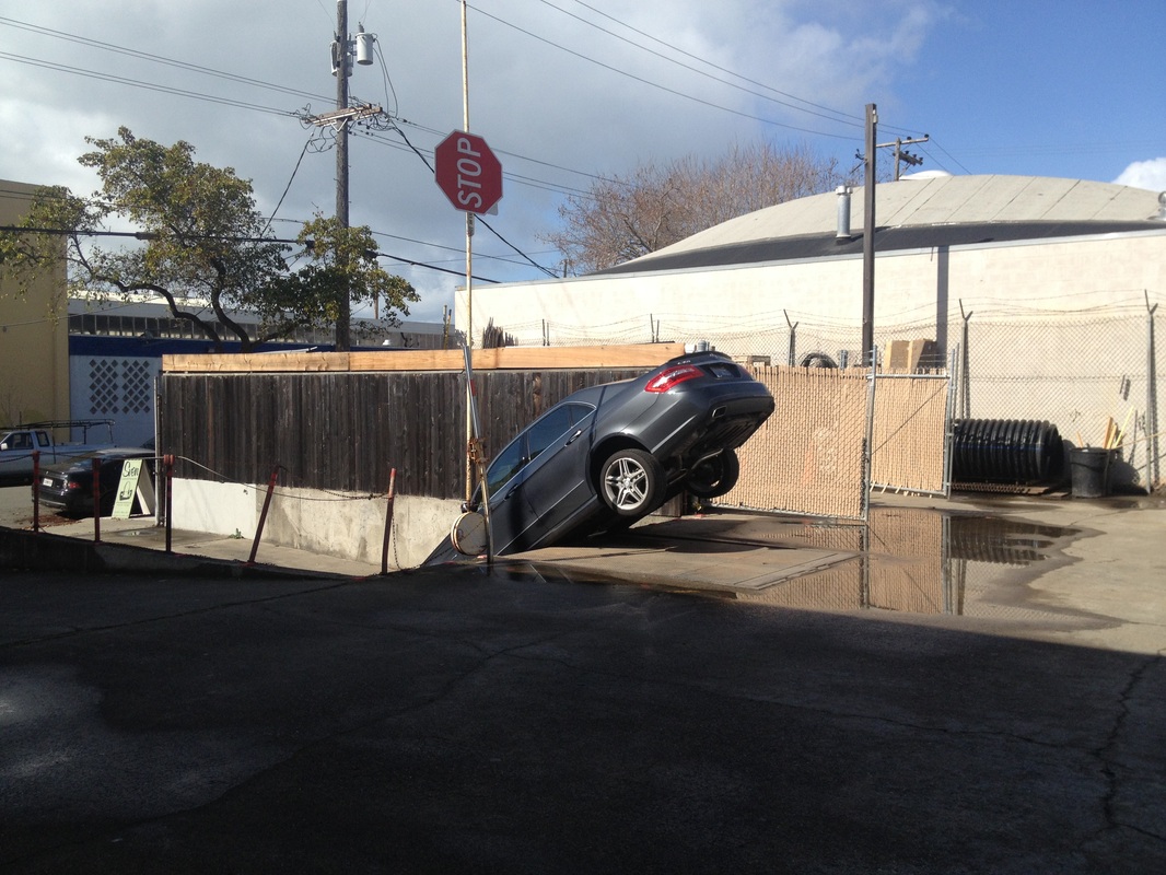 car tipped over the edge in Berkeley